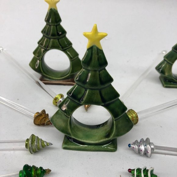 Christmas Tree Napkin Rings (3) & Stir Sticks (12) - Picture 5 of 8